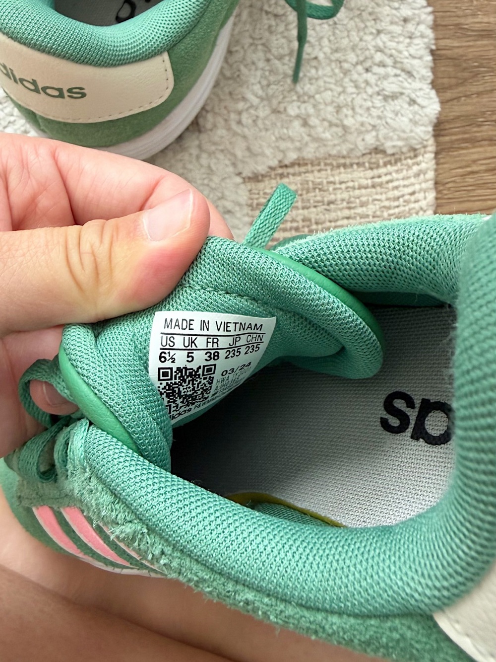 Adidas VL Court Bold Platform Sneaker in Green/Pink Colorway - Picture 9 of 9